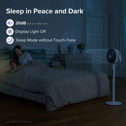 20dB Quiet Oscillating Pedestal Fan with Remote, Adjustable Height Air Circulator for Bedroom & Home Office