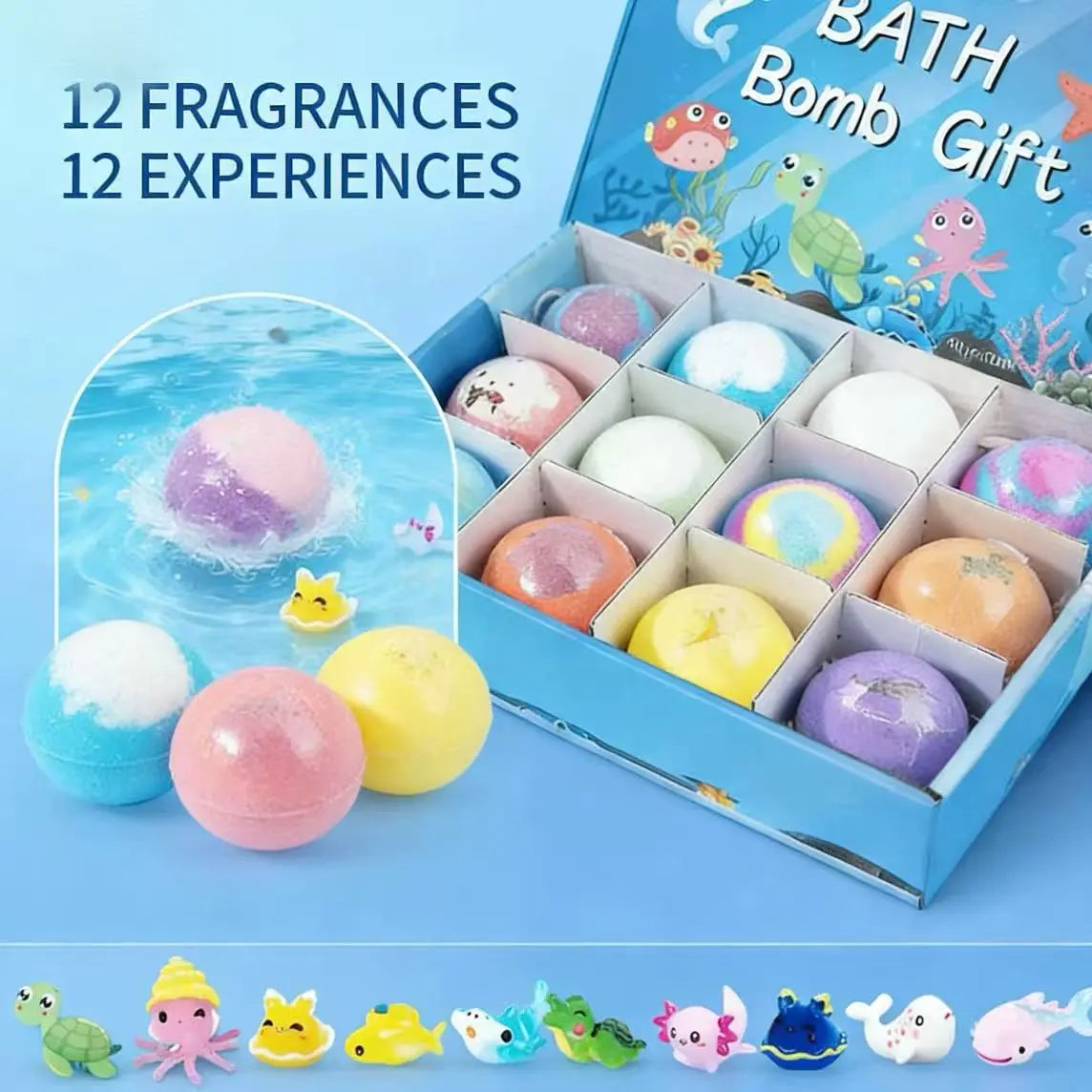 Bombes de bain pour enfants avec surprises printanières, ensemble cadeau de 12 bombes de bain pour enfants, garnitures de panier de Pâques pour garçons et filles, bain moussant avec jouets à l'intérieur pour réparer la peau
