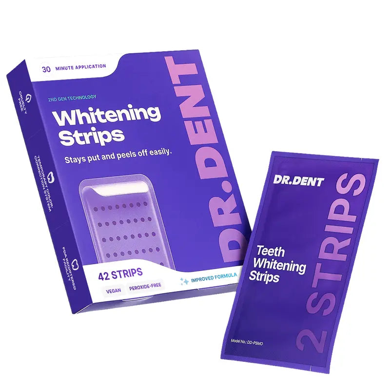 Purple Teeth Whitening Strips - 7/21 Whitening Sessions - Safe for Enamel - Non Sensitive Teeth Whitening - Peroxide-Free