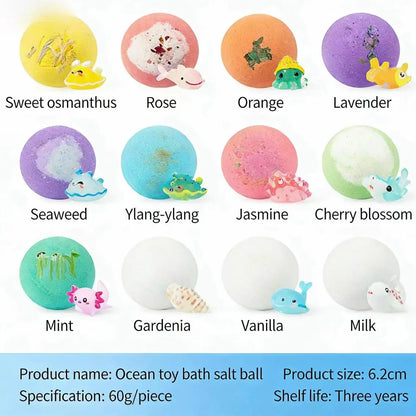 Bombes de bain pour enfants avec surprises printanières, ensemble cadeau de 12 bombes de bain pour enfants, garnitures de panier de Pâques pour garçons et filles, bain moussant avec jouets à l'intérieur pour réparer la peau