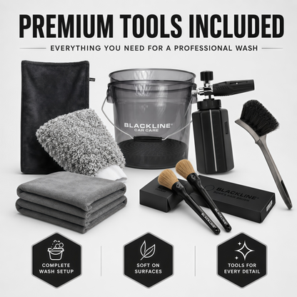 BLACKOUT KIT All-in-One Car Wash Kit for Home Detailing with Foam Cannon, Bucket, Wheel Cleaner, Tire Shine, Glass Cleaner, Towels & Brushes