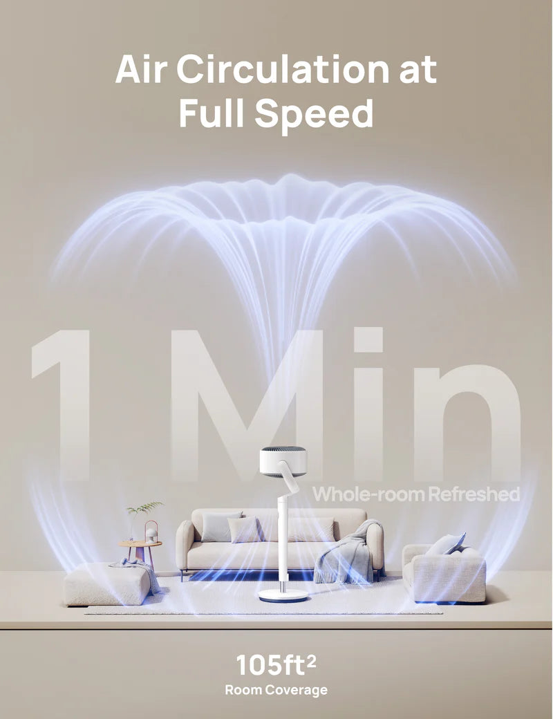 20dB Quiet Smart Pedestal Fan with Remote, 3D Oscillation, 9 Speeds, RGB Light & Adjustable Height