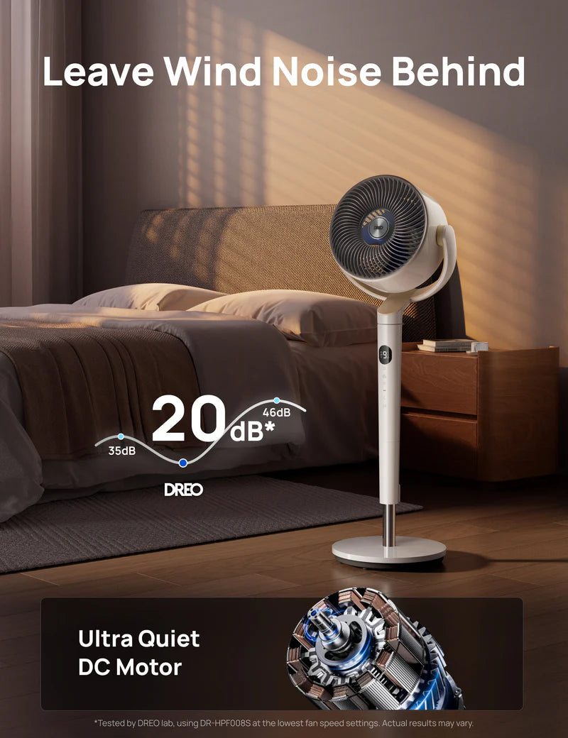 20dB Quiet Smart Pedestal Fan with Remote, 3D Oscillation, 9 Speeds, RGB Light & Adjustable Height