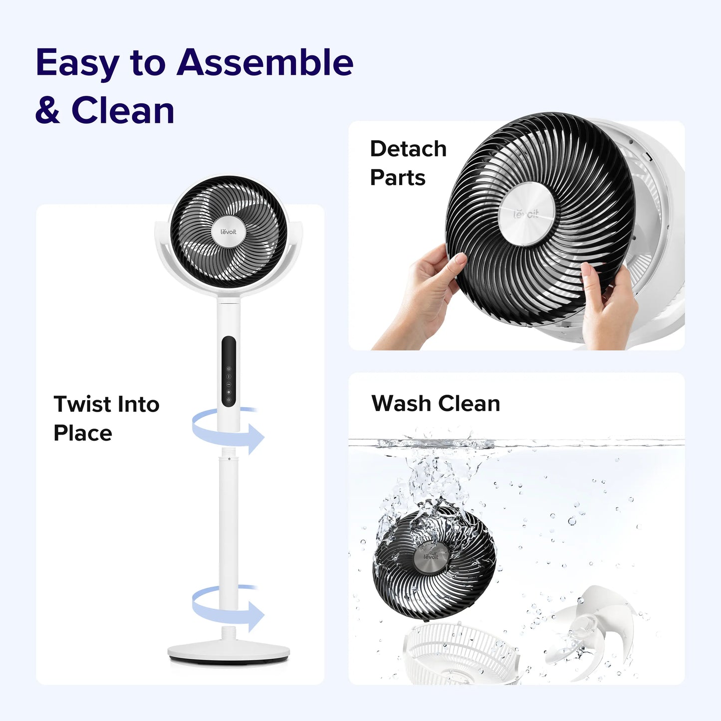 20dB Quiet Oscillating Pedestal Fan with Remote, Adjustable Height Air Circulator for Bedroom & Home Office