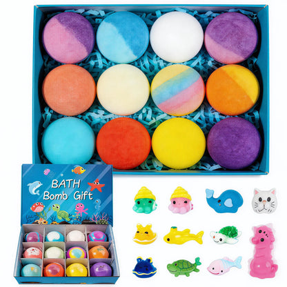 Bombes de bain pour enfants avec surprises printanières, ensemble cadeau de 12 bombes de bain pour enfants, garnitures de panier de Pâques pour garçons et filles, bain moussant avec jouets à l'intérieur pour réparer la peau