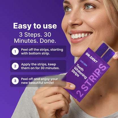 Purple Teeth Whitening Strips - 7/21 Whitening Sessions - Safe for Enamel - Non Sensitive Teeth Whitening - Peroxide-Free
