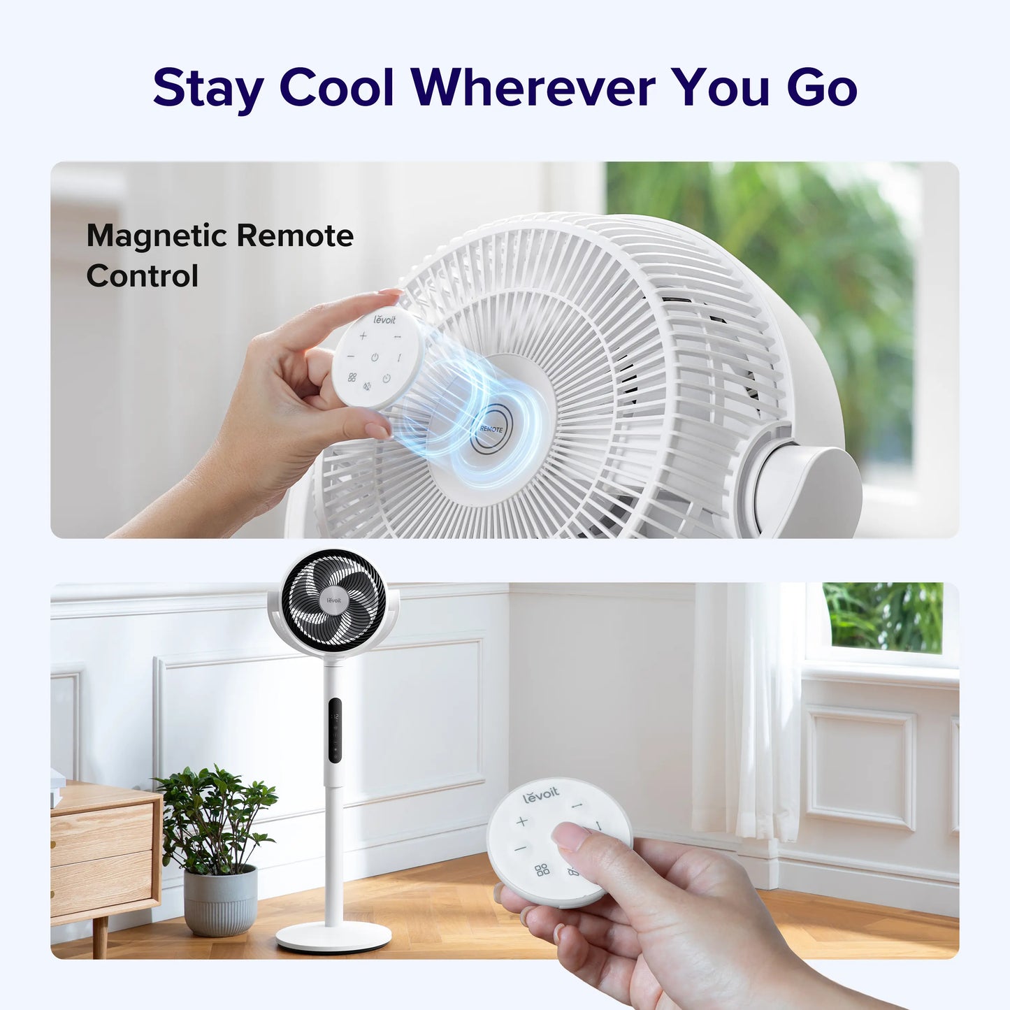 20dB Quiet Oscillating Pedestal Fan with Remote, Adjustable Height Air Circulator for Bedroom & Home Office