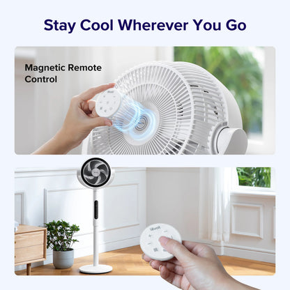 20dB Quiet Oscillating Pedestal Fan with Remote, Adjustable Height Air Circulator for Bedroom & Home Office